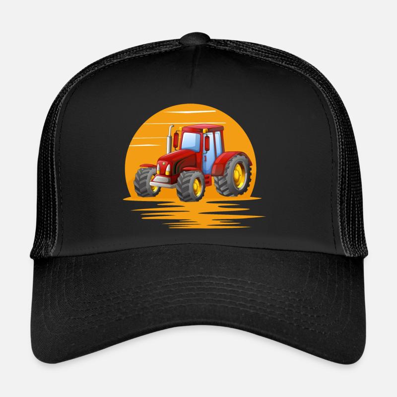 Tracteur devant Soleil Couchant Casquette trucker 