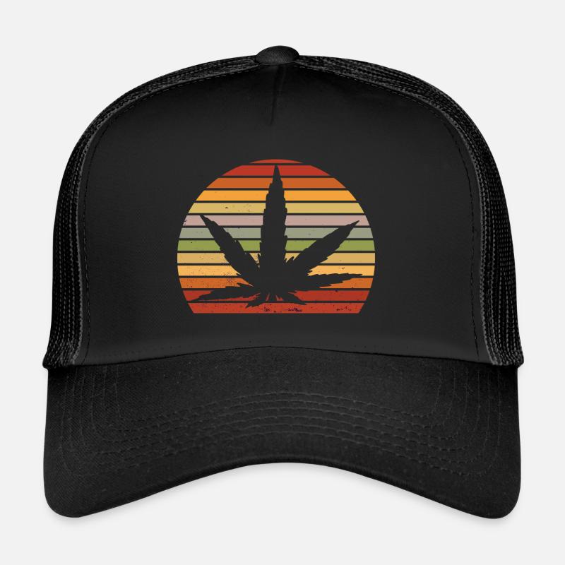 Cannabis leaf Retro Sunset Trucker Cap