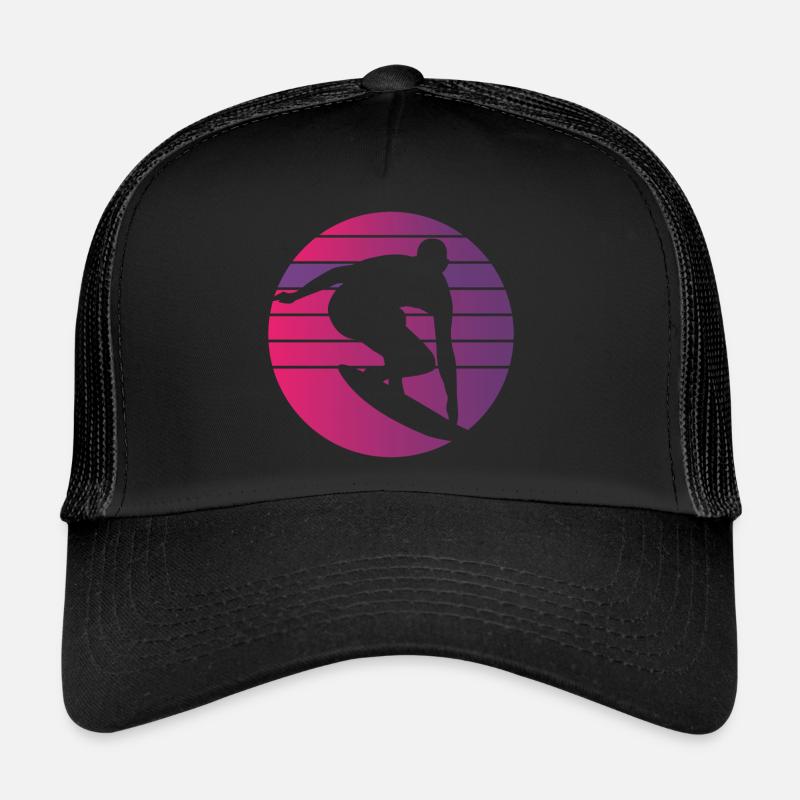 Surfer Retro Surfing Sunset Trucker Cap