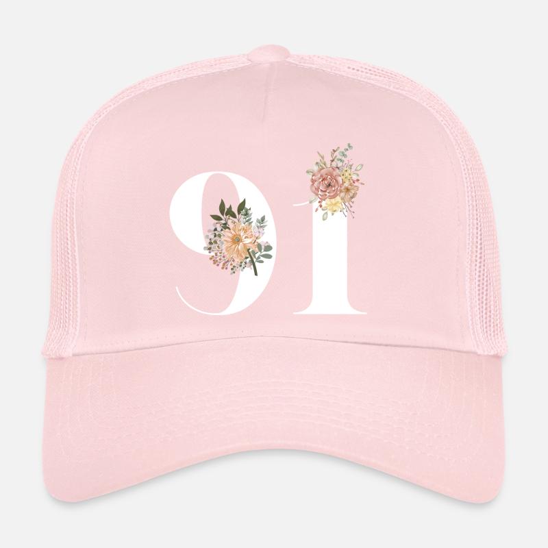 91e anniversaire fleuris (Cadeau de 91 ans) Casquette trucker 