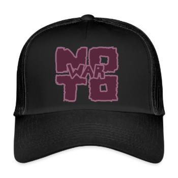 "no to war" rot - Trucker Cap - Schwarz/Schwarz - Vorne
