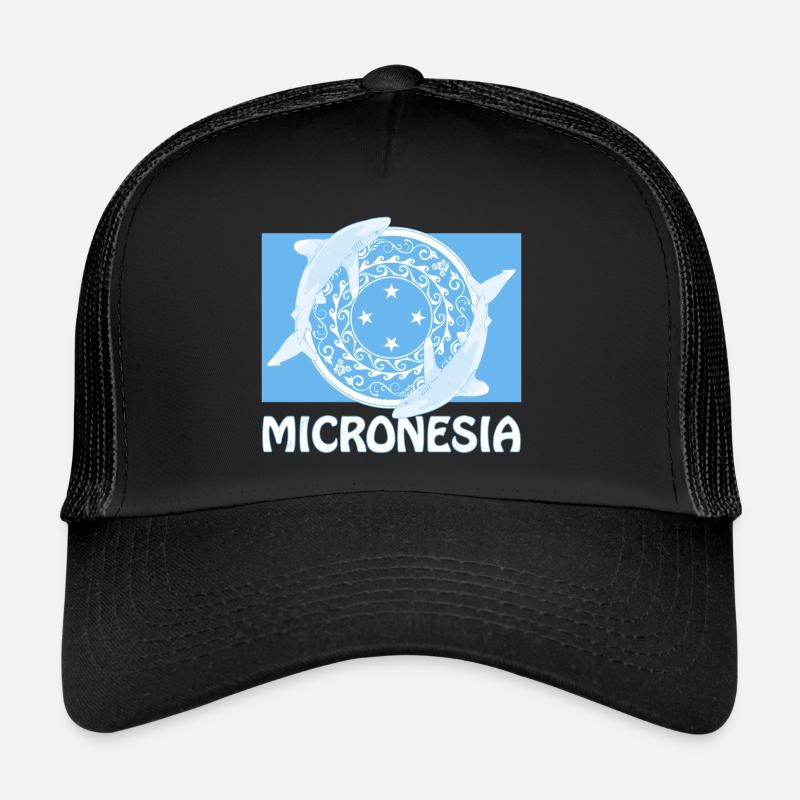 Drapeau de la Micronésie et requins d’eau profonde à pointe blanche Casquette trucker 