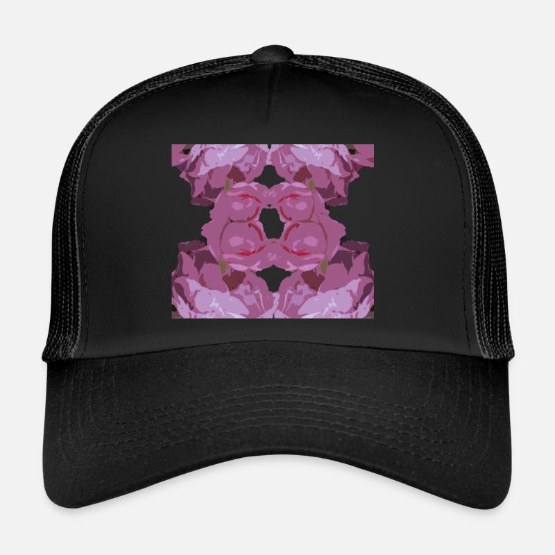 Pink Rose Square - Trucker Cap - black/black
