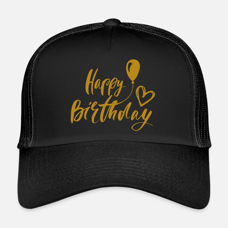 Happy Birthday Geschenkidee Geburtstagsgeschenk - Trucker Cap - Schwarz/Schwarz
