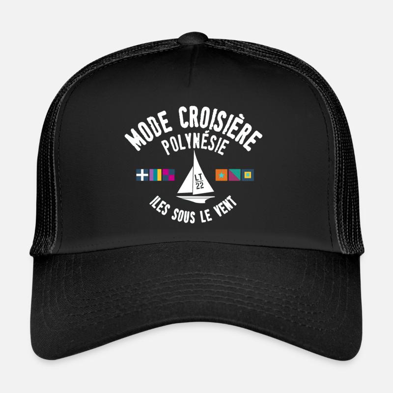 Mode croisière Polynésie - Casquette trucker  - noir/noir