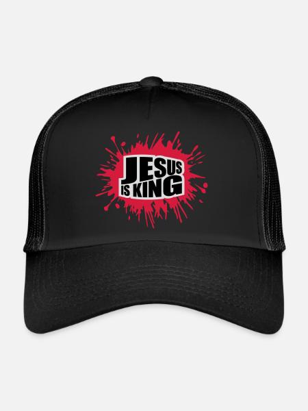 Citation de Jésus est roi - Casquette trucker  - noir/noir - Devant