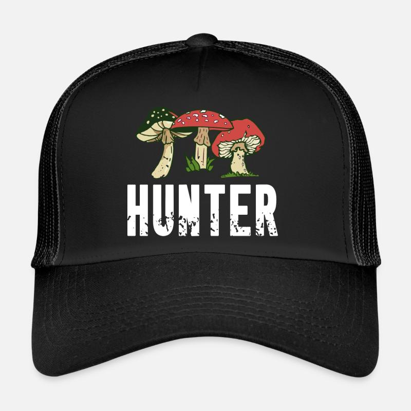HUNTER Awesome Retro Mushroom Hunting T-Shirt Trucker Cap