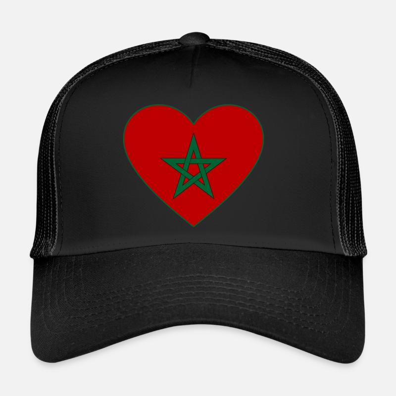 Morocco Flag Heart Trucker Cap