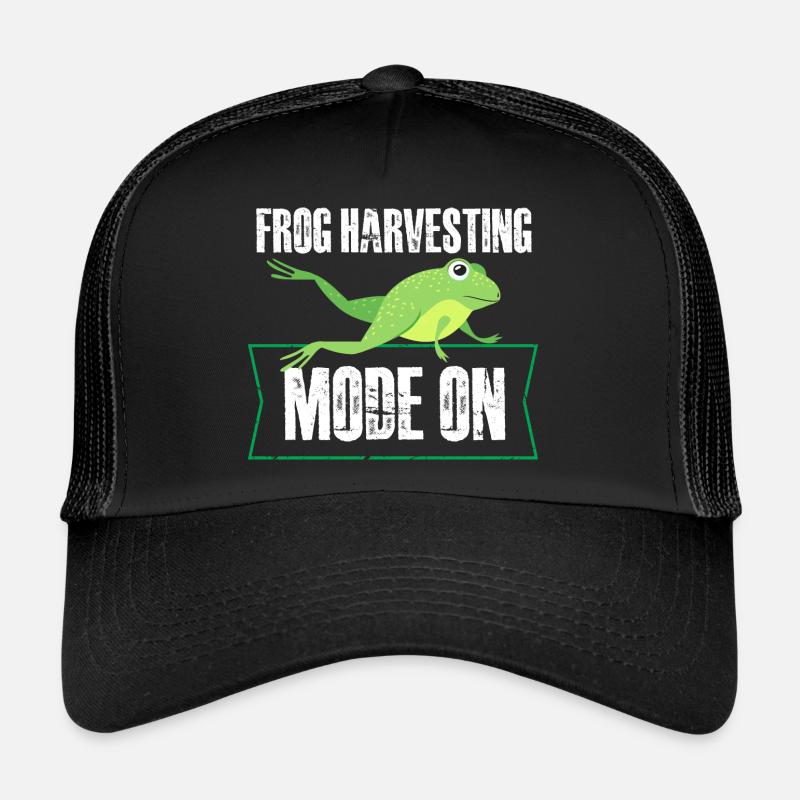 frog harvesting mode on Design for a frog jokes Trucker Cap