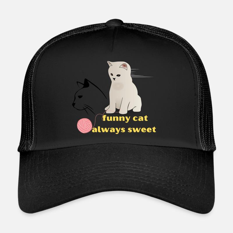 funny cat ever - Trucker Cap - black/black
