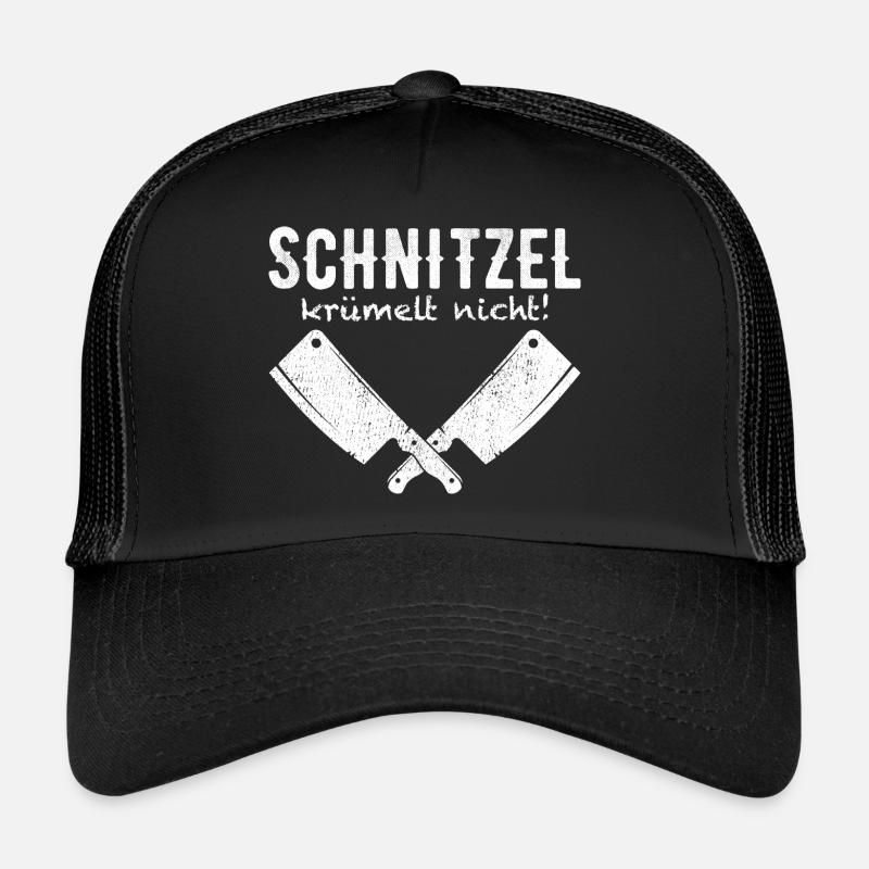 anti vegan Schnitzel Fleisch Geschenk - Trucker Cap - Schwarz/Schwarz