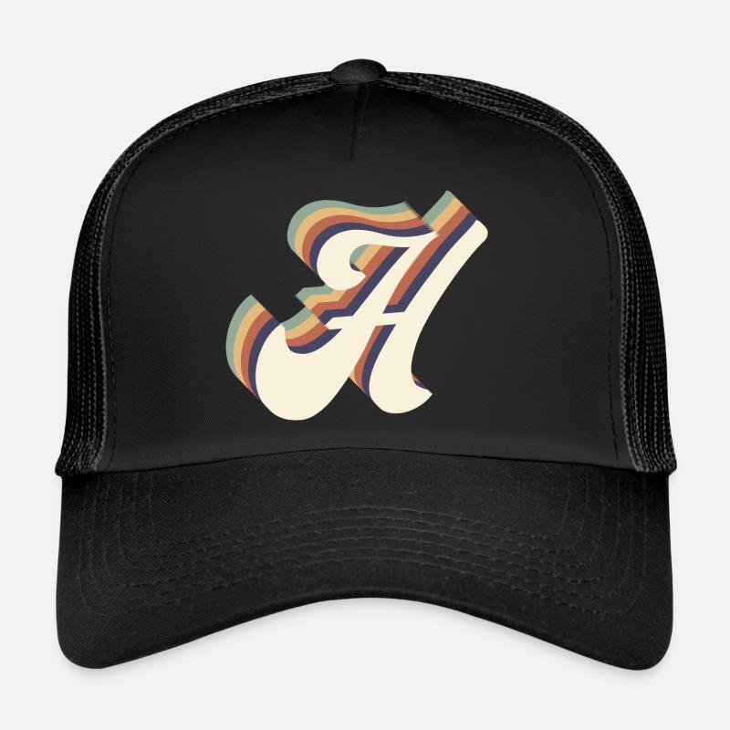 Buchstabe H - Trucker Cap - Schwarz/Schwarz