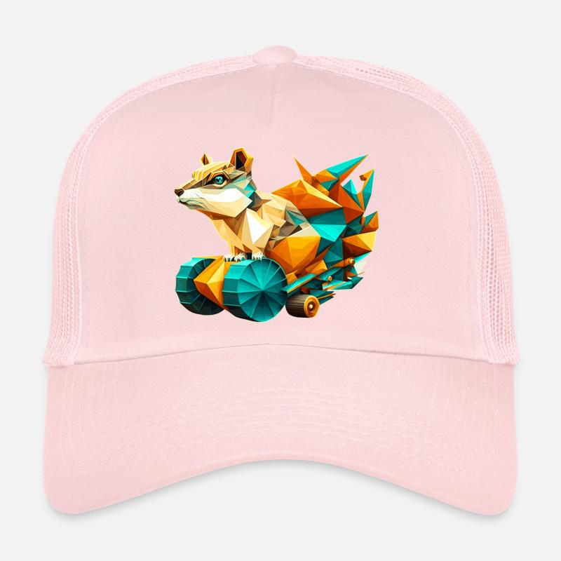 3D Bausatz Streifenhörnchen mit Rädern als Polygon Trucker Cap