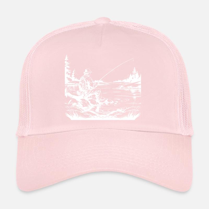 Impression blanche du pêcheur Casquette trucker 