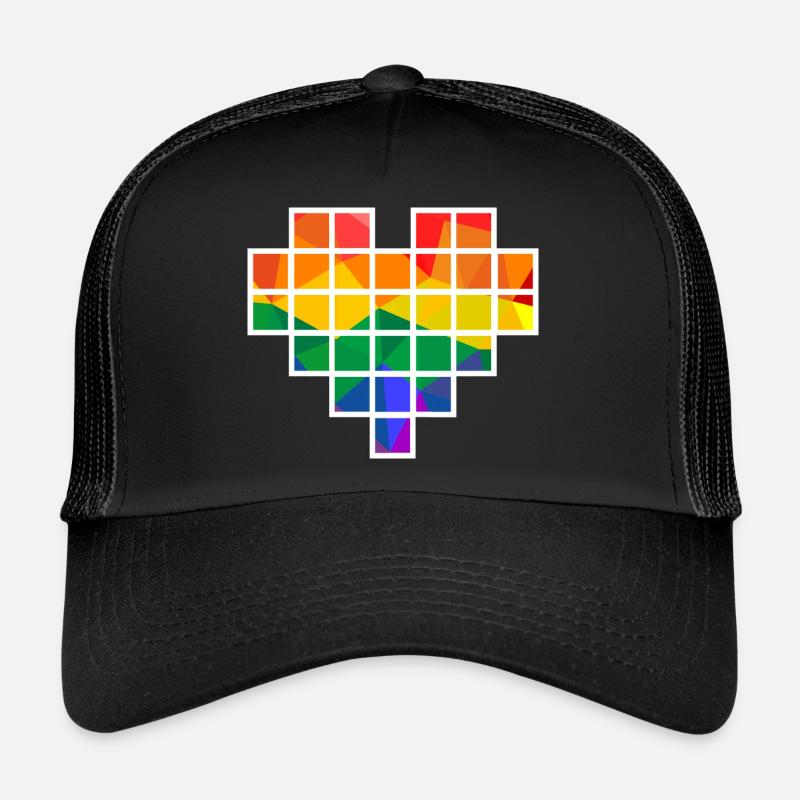Cœur de pixel polygonal arc-en-ciel Casquette trucker 