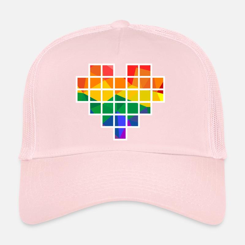 Regenbogen Polygon Pixel Herz Trucker Cap
