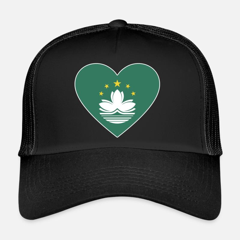 Macau Flag Heart Trucker Cap