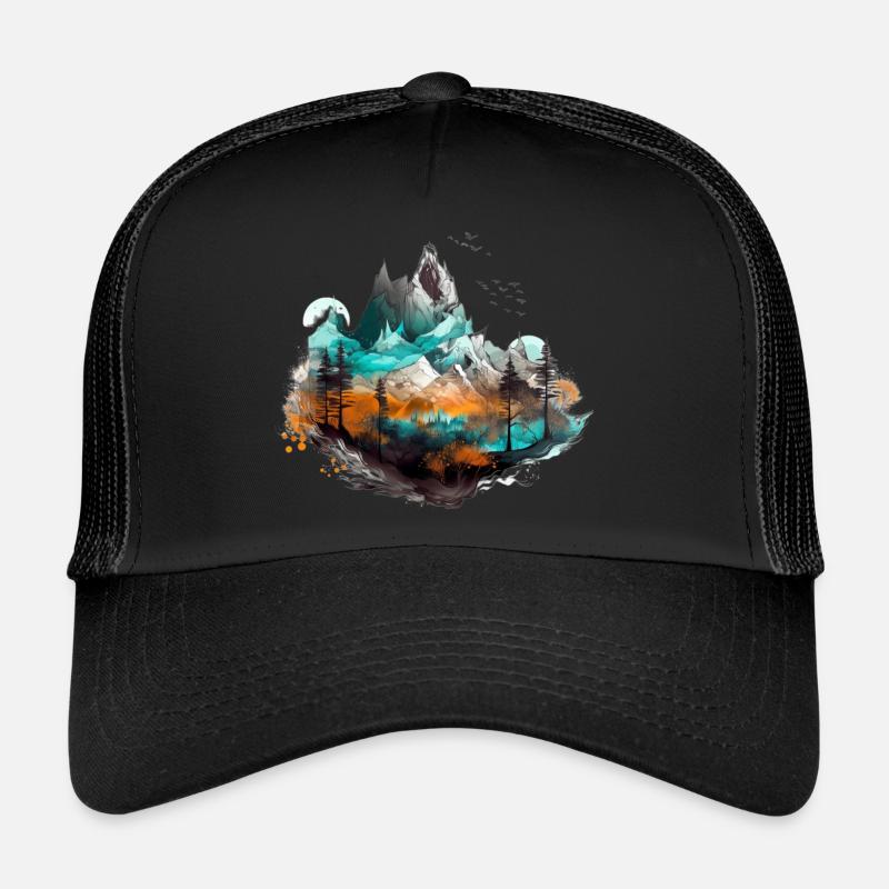 Landscape Forest Fantasy Design - Trucker Cap - black/black