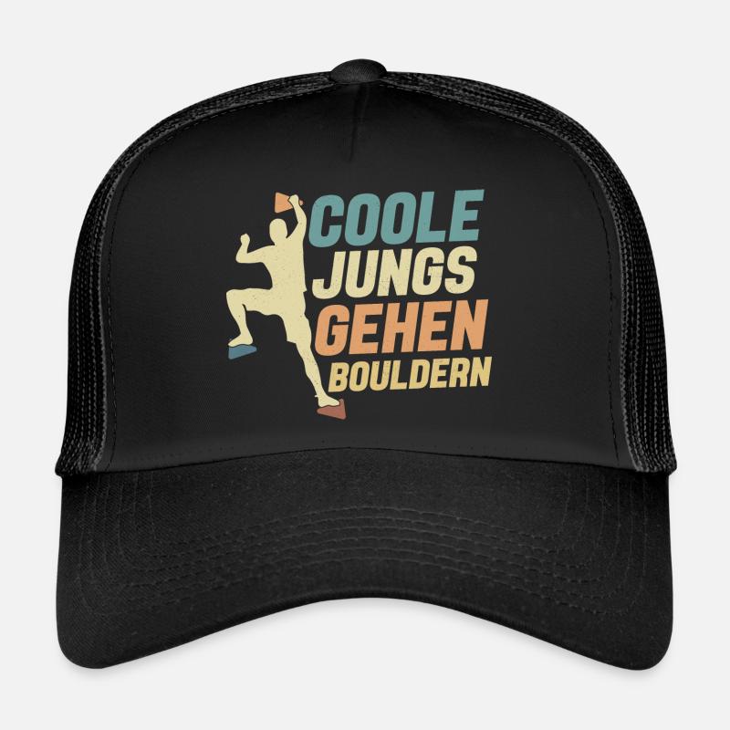 Coole Jungs Gehen Bouldern Boulder Klettern - Trucker Cap - Schwarz/Schwarz