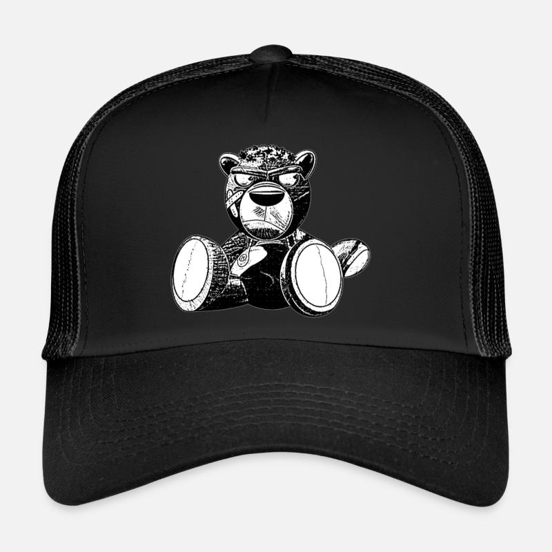 Creepy Teddy Black&White - Trucker Cap - Schwarz/Schwarz