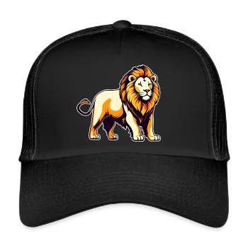 Fier lion dans un style rétro - Casquette trucker  - noir/noir - Devant
