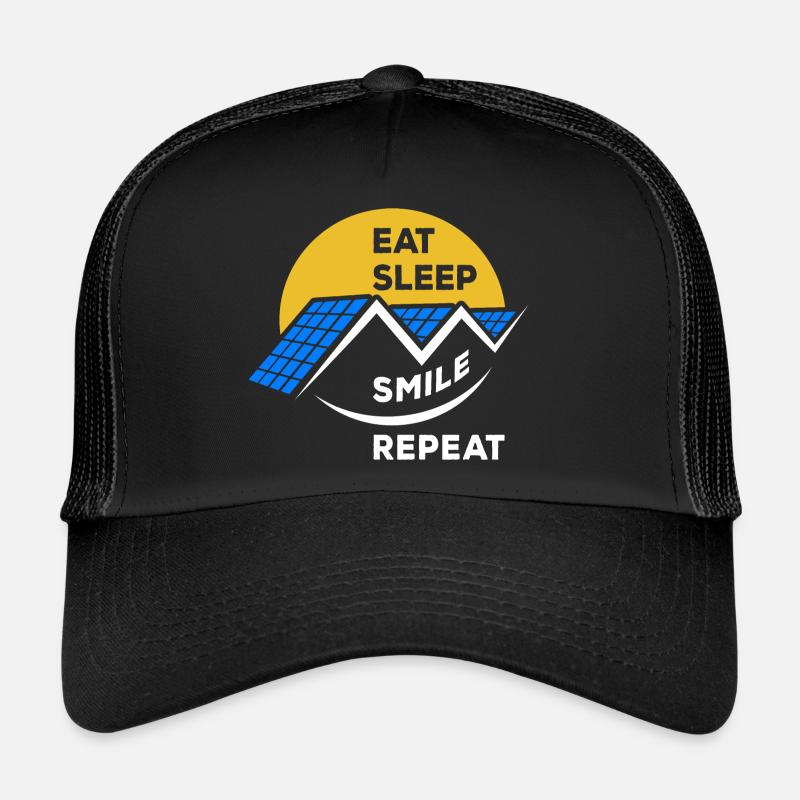 Eat Sleep Smile Repeat - Photovoltaik Spruch Trucker Cap