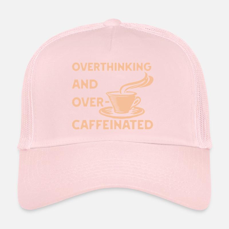overthinking and over-caffeinated in yellow Trucker Cap