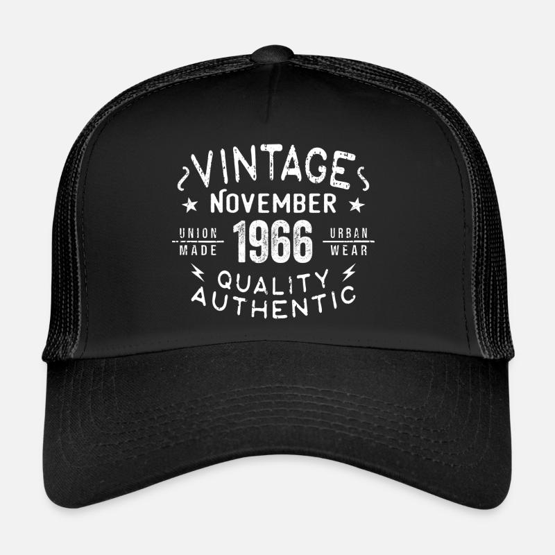 November 1966 Geburtstagsgeschenk im November 1966 - Trucker Cap - Schwarz/Schwarz