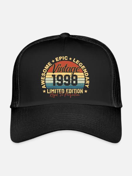 Rétro 1998 Vintage Anniversaire 1998 Cadeau 1998 - Casquette trucker  - noir/noir - Devant
