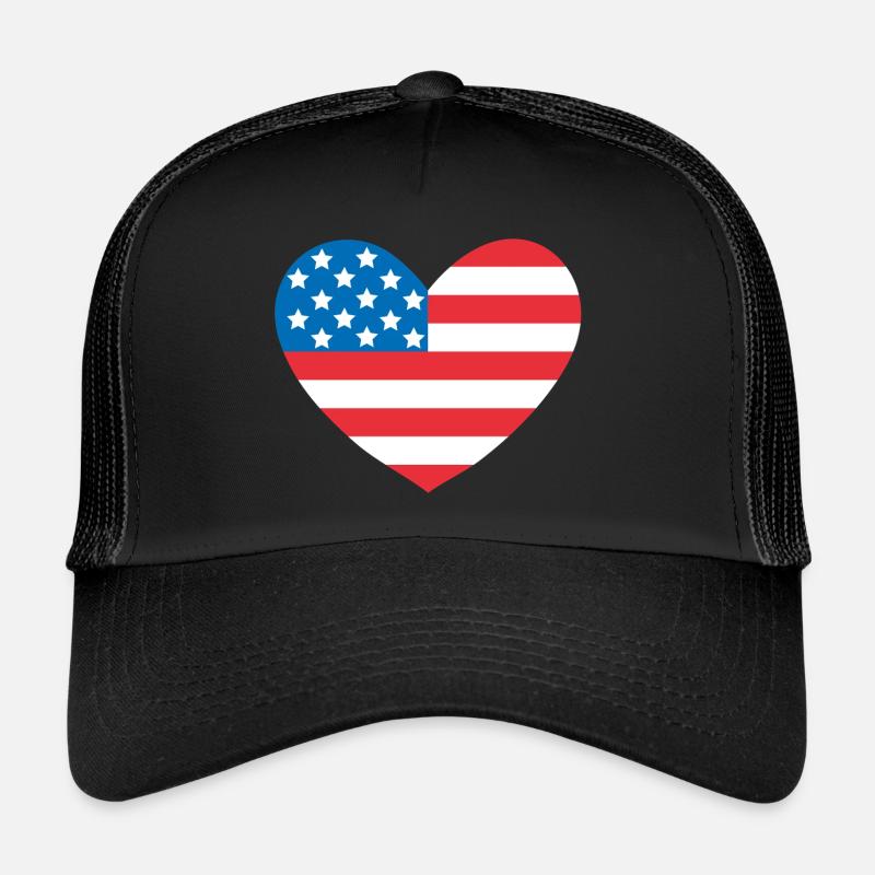Drapeau des États-Unis en forme de cœur Casquette trucker 
