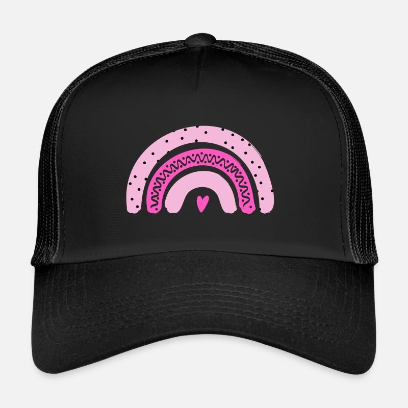 Arc-en-ciel rose avec cœur Casquette trucker 