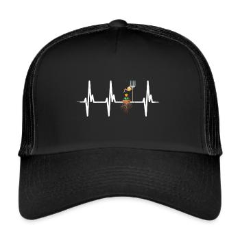 Herzschlag Garten - Gärtner - Trucker Cap - Schwarz/Schwarz - Vorne