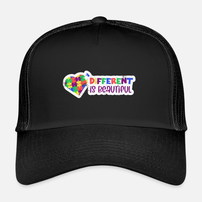 ADHS AUTIST ANDERS IST SCHÖN PUZZLE SPRUCH MOTIVE - Trucker Cap - Schwarz/Schwarz