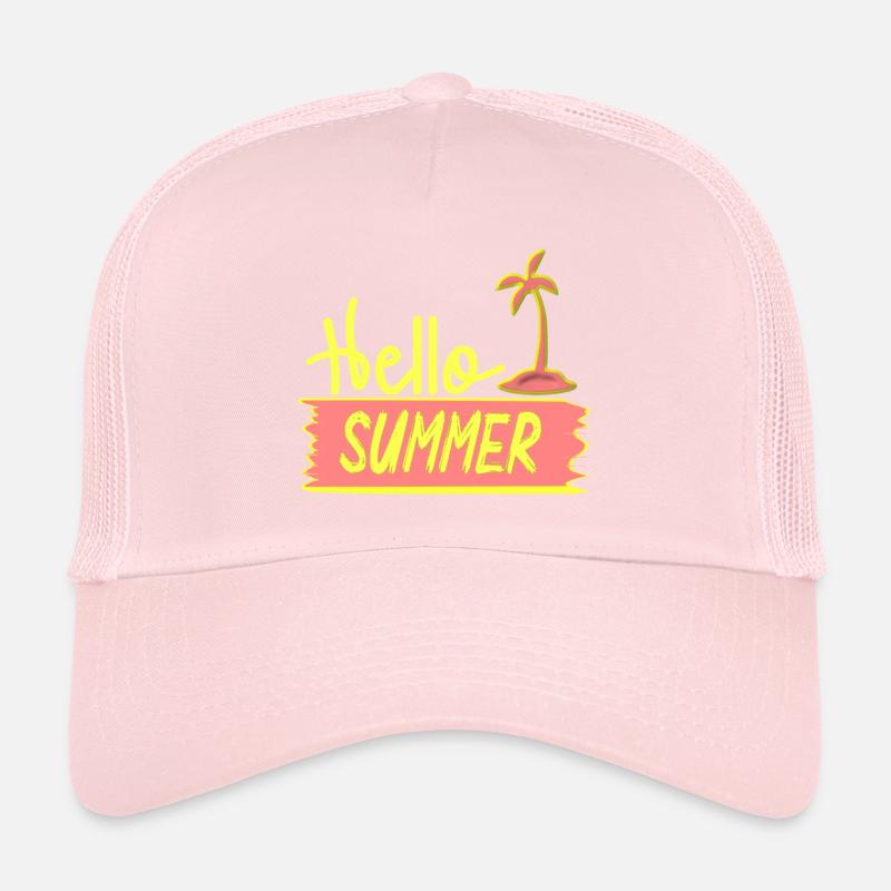 Hello SUMMER with palm tree for summer days Trucker Cap