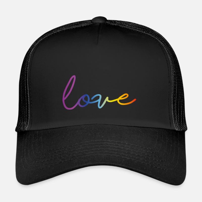 LIEBE REGENBOGEN - Trucker Cap - Schwarz/Schwarz