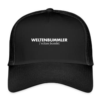 Weltenbummler - Trucker Cap - Schwarz/Schwarz - Vorne