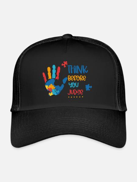 APRÈS AVOIR RÉFLÉCHI AVANT DE JUGER LE VERDICT DE MOTIFS DE PUZZLE À LA MAIN - Casquette trucker  - noir/noir - Devant