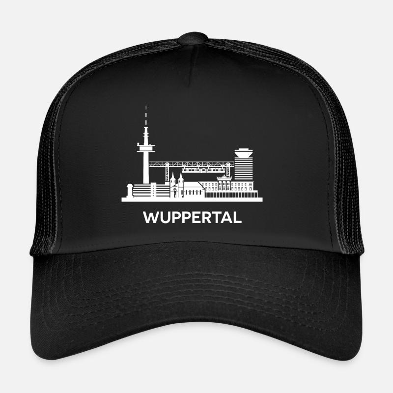 Wuppertal, weiß - Trucker Cap - Schwarz/Schwarz