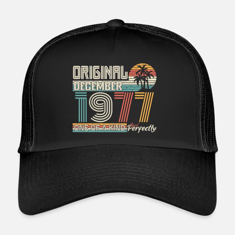 Dezember 1977 Geburtstag Dezember 1977 Geschenk - Trucker Cap - Schwarz/Schwarz