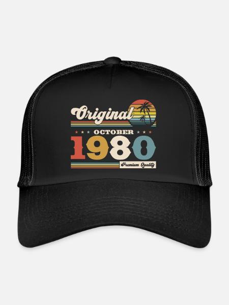 44ème Anniversaire Légende Octobre 1980 Vintage 80's - Casquette trucker  - noir/noir - Devant