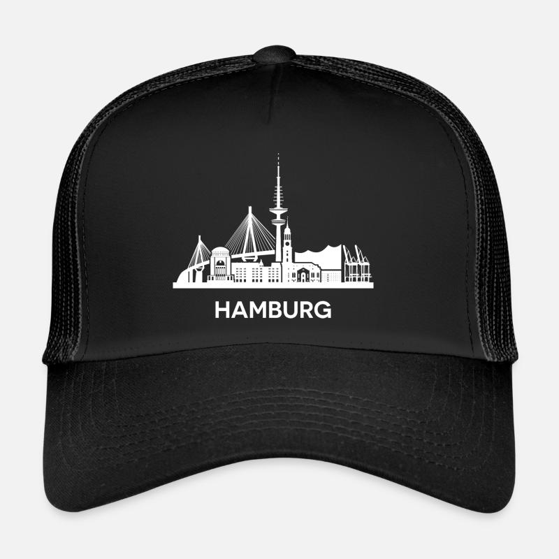 Hamburg, weiß - Trucker Cap - Schwarz/Schwarz