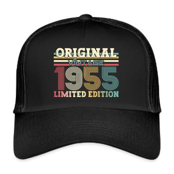 Original 1955 Jahrgang 1955 Geburtstag 1955 - Trucker Cap - Schwarz/Schwarz - Vorne