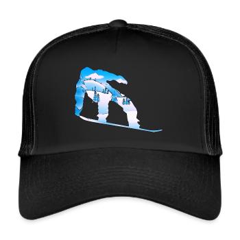 Snowboard - winter holiday - gift -ski - holiday - Trucker Cap - black/black - Front