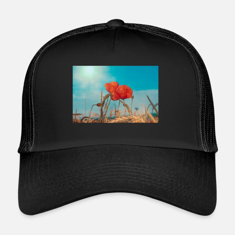 Coquelicots - Casquette trucker  - noir/noir