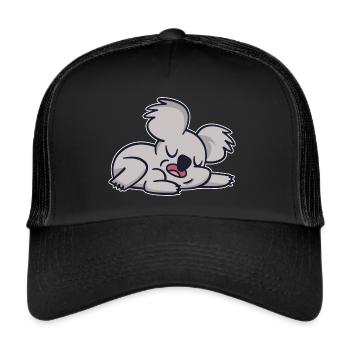 Koala Morgenmuffel Koalabär Langschläfer Faulpelz - Trucker Cap - Schwarz/Schwarz - Vorne