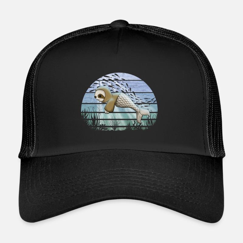 Fantasy Underwater Kawaii Sloth Mermaid Trucker Cap