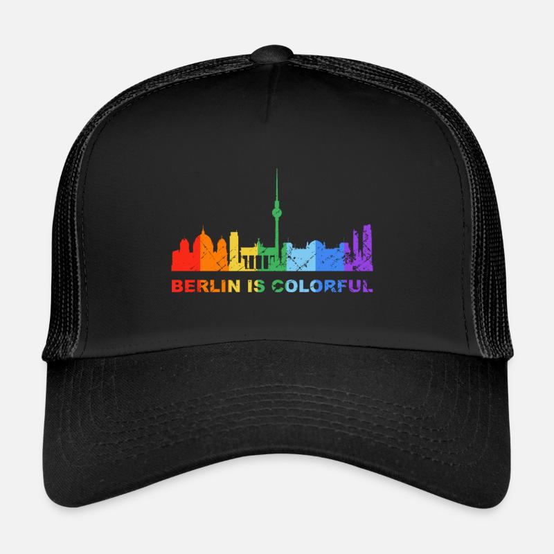 Berlin is colorful Regenbogen LGBT CSD Gay Pride - Trucker Cap - Schwarz/Schwarz