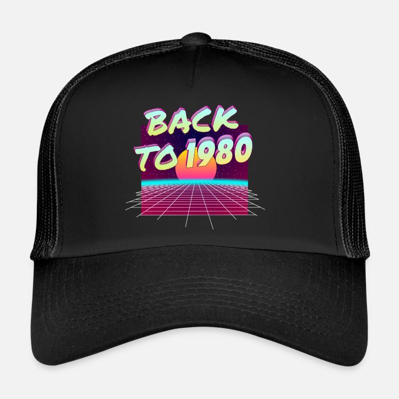 80er - Trucker Cap - Schwarz/Schwarz