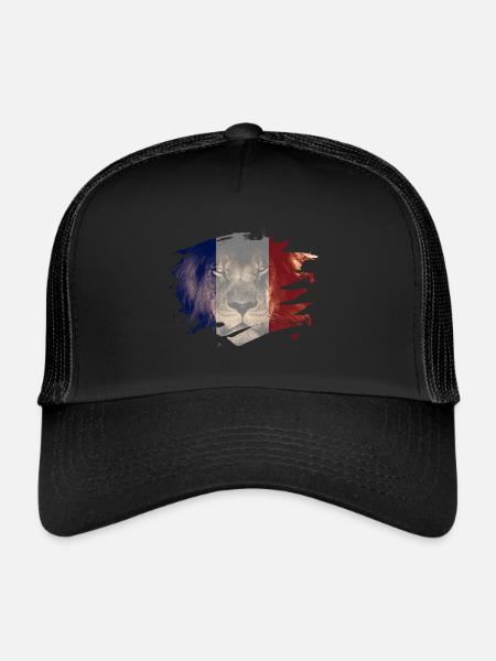 Drapeau france, lion africain, image - Casquette trucker  - noir/noir - Devant