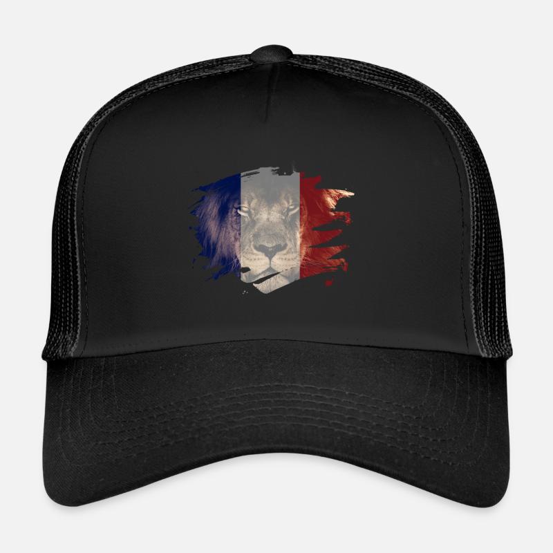 Frankreich-Flagge u. Afrikanisches Löwe-Bild Trucker Cap